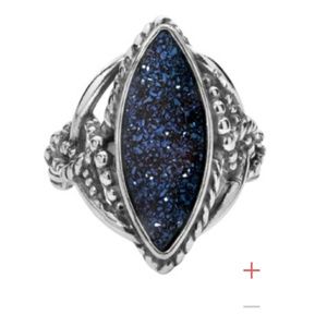 Carolyn Pollack Sterling Marquise Drusy Blue Ring